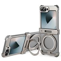Oatsbasf for Samsung Galaxy Z Flip 6 Phone Case with 360° Rotatable Stand Thin Metal Magnetic Frameless Bumper Protective Cover Galaxy Z Flip6