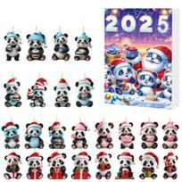 2025 Panda Advento kalendorius su 24 panda papuošimais Vaikų šventinis atgalinio skaičiavimo kalendorius Kalėdinės eglutės dekoracija B