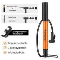 WEST BIKING Portable Bike Pump 90PSI Motorcycle E-bike Hand Air Pump Schrader/Presta Valve Inflator MTB Road Bike Accessories oranžinė