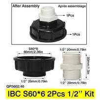 2Pcs Kit IBC S60*6 1Pc IBC water tank adapter+1Pcs double threaded straight docking, garden automatic irrigation accessories