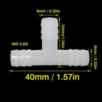 10Pcs/Lot Plastic Barb Hose Fitting Tee 9mm 3 Way Hose Tube T-Shape Barb Plastic Fittings Garden irrigation pipe joint (as the picture,40x9mm)