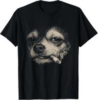Dog Smoking Cigarette Funny Chihuahua Meme T-Shirt S