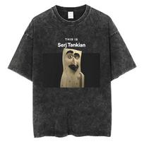 Washed Vintage System of A Down Tshirt Men Women Cotton Quality Short Sleeve Tees Male Rock Music Band Cartoon Graphic T Shirts YK M