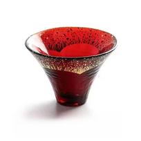 65ml Japanese Handmade Crystal Sake Cup Japanese Mount Fuji Tea Cup Lead-free Glass Shot Glass Couple Pair Glasses Wedding Gift 65ml raudona
