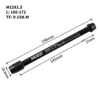 MUQZI Indoor Bike Trainer Thru Axle M12 x 1.5/1.75 Thread Riding Platform Bicycle Shaft Skewer Front Rear Hub Fork Wheel Axis M12x1.5 160-172mm