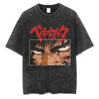 Oversized AcidWash ShortSleeve TShirt Featuring a Berserk Manga Panel Collage Graphic Print Including the Iconic Brand of Sacrifice L