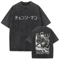 Chainsaw Man Bomb Devil Reze DualSided Vintage Washed Oversized TShirt Dark Grunge Anime Streetwear Unisex Tshirt S