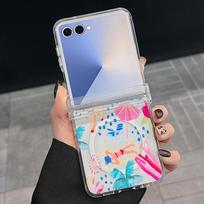 Magnetic Phone Case For Samsung Galaxy Z Flip 7 FE 7 6 5 4 Flip7 Flip6 Flip5 For Magsafe Abstract Art Paintings Clear PC Cover Galaxy Z Flip5