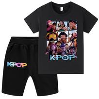 WA1237 Kids Boys Girls Kpop Rumi Zoey Mira Print Short Sleeves T-shirt Shorts Pants Sets 100cm