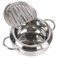 Deep Frying Pot Tempura Fryer Pan 304 Stainless Steel Kitchenware 2.2L With Thermometer and Lid Japanese Style Cooking Tool balta