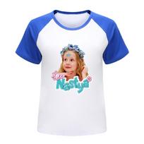 5530 Kids Boys Girls Nastya Printed Raglan Sleeves T-Shirt 100cm mėlyna