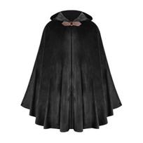 Apsiaustas su gobtuvu iš aksomo, metalinio žiedo puošyba, retro stiliaus, Helovino, Cosplay skara, paslaptingas, šventinis kostiumo aksesuaras juoda
