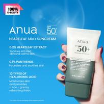 ANUA HEARTLEAF SILKY SUNCREAM 50ML, Soothing Skin, No Sticky Residue, Fast Absorbing, Daily Sun Care, K-Beauty, Korean Makeup 50ml/1.69fl.oz