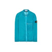 Stone Island SS23 Nailono Meta serijos vientisos spalvos metalizuoto nailono ilgomis rankovėmis užtrauktuku krūtinės dirželiu striukė Vyriškos striukės Turkuaz 781510919-V0042 M