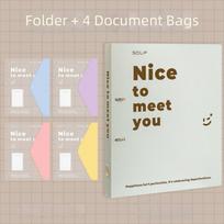 PP A4 File Folder Detachable 2 Hole Binder Folders Loose Leaf File Bag Set  School Supplies smėlis