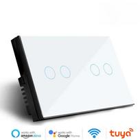 Melery Wifi Smart Tuya Light Switch 4/5/6/8/10 Gang Glass Wall Touch Sensor Alexa Remote Voice Control by Google Home Assistant 4Gang White