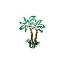 Metal Wall Art Palm Tree Silhouette Rustic Iron Craft Sculpture Indoor Outdoor Decorative Hanging Ornament KY A30 žalia