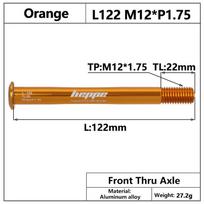HEPPE MTB Road Bike Ultra Light Thru Axle Front Fork Shaft Skewer 12x100/110 Rear Hub Thru Axle 12x142 12x148 Orange Thru Axle L122 M12x1.75 TL22
