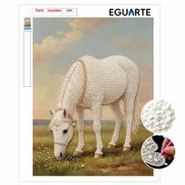 DIY Pearl Art Painting Elegant Horse Handmade Craft Modern Wall Decor Leisure Relax Activity Nice Gift for Novice Art Practitioners Home 30x40