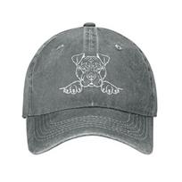 Pitbull Dog Face Peeking Baseball Cap Denim Cotton Adult Adjustable Casual Baseball Hat for Dog Lovers Can Be Adjusted