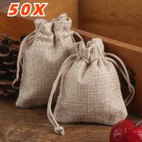 50PCS 13X18/10X15/9X12/7X9CM Drawstring Burlap Bag Jute Gift DIY Wedding Favor Gift Bag For Packaging Candy Chocolate Jewery 9X12cm-3.5X4.7in