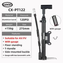 CXWXC Bicycle Pump 120PSI High Pressure Schrader Presta Valve MTB Road Bike E-bike Floor Standing Pump Tire Inflator with Gauge CX-PT122