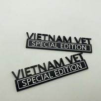 2pcs Vietnam Vet Special Edition Emblem 3D Metal Badge Veteran Sticker for Universal Vehicle, Car, Truck, SUV (Black White)
