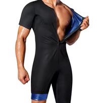 Men Sauna Sweat Jumpsuit Fat Burning Body Shaper Waist Trainer Gym Workout Slimming Shapewear S tamsiai mėlyna spalva
