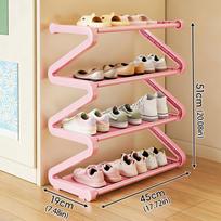 4‑Tier Z‑Shaped Stackable Shoe Rack, Easy‑Assemble Space‑Saving Storage Organizer as the picture