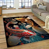 Koi Carp Naturalize Yin Yang Fish Cartoon Carpet Rug for Home Living Room Bedroom Sofa Doormat Decor,Kids Area Rug Non-slip Mat 40x60cm(15x23in)