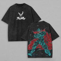 Tengen Toppa Gurren Lagann Printed Tshirt  cotton Unisex Washed Retro top Japanese hot Anime hot product Couples Streetwear M