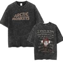 Retro Rock Arctic Monkeys Music Album Graphic TShrit Mens Vintage Washed Oversized Short Sleeve T Shirt Yk Hip Hop Streetwear M