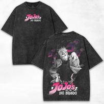 Dio JoJos Bizarre Adventure Graphic T Shirt Men Short Sleeve Cotton Tshirts Vintage Washed Tee Harajuku Male Oversized Tshirt S