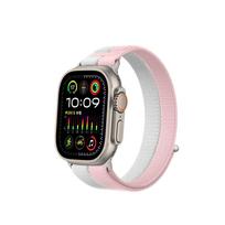 Nylon Sport Strap For apple watch Ultra 2/3 49mm 45mm 42mm 40mm 41mm 46mm Breathable Wristband Men Women's Band For Apple Watch Series 11 9 8 7 6 SE3 42（S11/S10)/41/40MM rožinė/balta