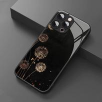 Dandelion pattern tempered glass phone case suitable for iPhone 17 16 15 14 13 12 11 Pro/Max/Plus anti drop and shockproof iPhone 17PROMAX