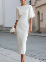 Elegantiška ir liekninanti midi/maxi suknelė moterims S balta