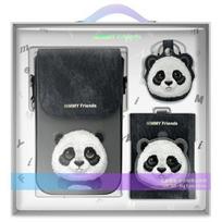 Zestaw 3W1 Torebka Na Telefon + Portfel + Etui Na Lokalizator Nimmy Big Eyed Pet 2.0 Panda, Czarny/Black