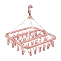 32 Clips Drying Rack Extra Thick Laundry Set Multi-Functional Drying Hanger  Socks Drying rožinė