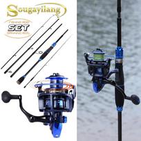 Meškerės ritės kombinuotas 4 sekcijų anglies pluošto jaukų meškerykotis 13+1BB spiningo žūklės ritės 1.8M Rod&Reel 2000