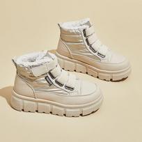 Žieminiai stambiapadžiai sniego batai moterims Neslystantys trumpi ankle boots batai su dirbtinio kailio pamušalu Moteriški patogūs šilti aukštakulniai vaikščiojimo sportbačiai 35 chaki
