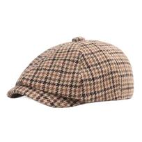 Octagonal Cap Men and Women Beret Cap Thousand Birdcage Duck Tongue Hat Fall and Winter Hat Literary Youth Painter Hat M（56-58cm） chaki