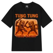 Tung Tung Tung Sahur Italian Brainrot Funny Meme T-shirtMan Woman Summer Short-sleeved Tee Loose T-shirt Streetwear S juoda