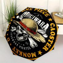 One Piece Monkey D Luffy Straw Hat Pirates Mugiwara Caoster Sticker Decal Umbrella, Portable 3 Fold Compact Umbrella for Men & Women,S244 gray