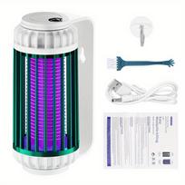 Rechargeable Mosquito Zapper Lamp with Dual Functions: Purple LED And Desk Light, Suitable for Camping, Outdoor Spaces, And Indoor Pest Management žalia