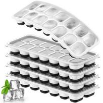 5PCS Durable Easy Release Ice Cube Tray with Lid Rectangular Shape Ice Cube Mold Reusable Ice Maker Molds Cocktails juoda
