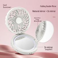 Newmine USB Handheld Fan with LED Fill Light & Makeup Mirror
