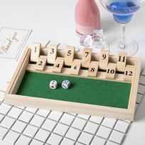 1 Set Wooden Flaps & Dices Game Single Players Pub Bar Party Supplies Shut The Box Dice Board Game For Kids And Adults one size