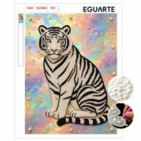 Shiny Pearl Elegant White Tiger DIY Painting Creative Bead Art Craft Household Wall Decoration Nice Present For Art Hobbyists Home Ornament Decor 30x40