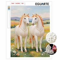 DIY Pearl Art Painting Majestic Horses Handmade Craft Modern Wall Decor Leisure Relax Activity Nice Gift for Novice Art Practitioners Home 30x40