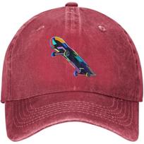 Abstract Skateboard Graphic Dad Hat Adjustable Washed Denim Baseball Cap Casual Unisex Can Be Adjusted